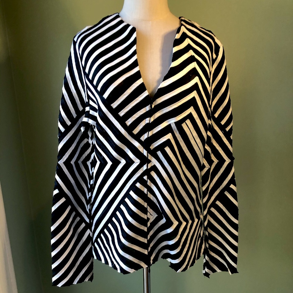Weavz Mod Black White Geo Linear Zippered Jacket L